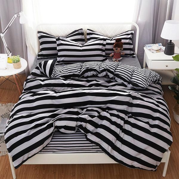 

black and white stripes high-quality plaid duvet cover quilt cover bedding set full twin  king modern business fashion