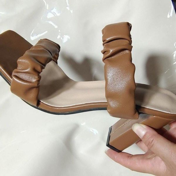 

slippers shoes low rubber basic hoof heels fabric rome pu, Black