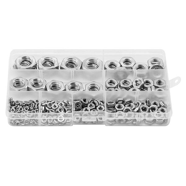 

storage boxes & bins 288pcs hex hexagon nuts thin assortment kit m3 m4 m5 m6 m8 m10 m12 m14 stainless steel metric set