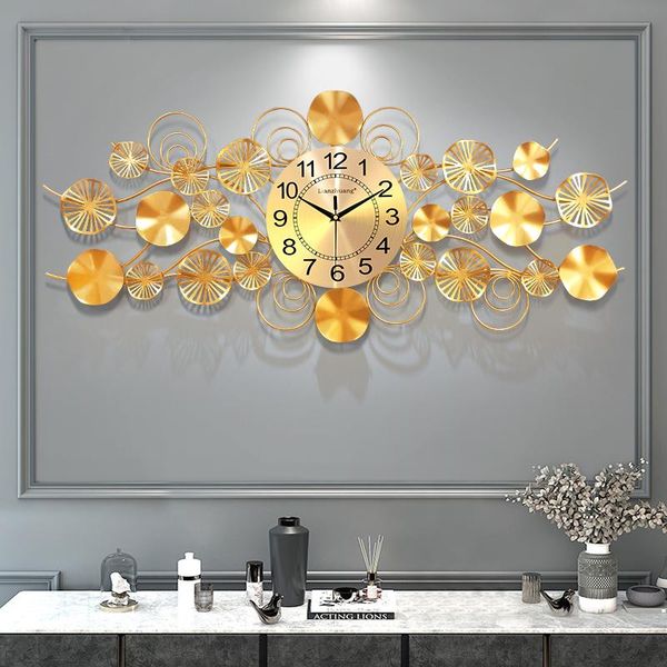 

wall clocks modern design large clock silent nordic golden living room luxury metal simple reloj de pared home decor da60wc