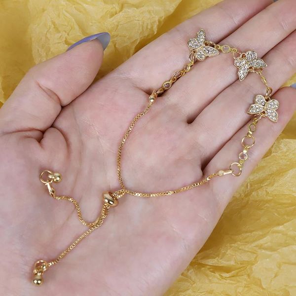 

charm bracelets temperament simple ins wind butterfly ornaments bracelet female niche zircon adjustable jewelry wedding gift wholesale, Golden;silver
