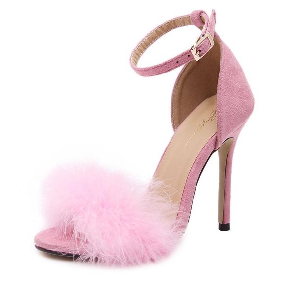 

shoes hair word hasp bring high heel fine toe heel tide women's sandals, Black