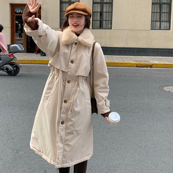 

2021 new 2 colors autumn korean style cotton winter women coat casual lamb fur warm paddeds jacket female (c08806 zlcw, Black