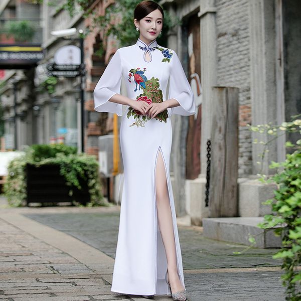 

cheongsam's bride's night at a women's eastern party long powder shawl qipao elegant vestido s-5xl 8do7, Blue;red