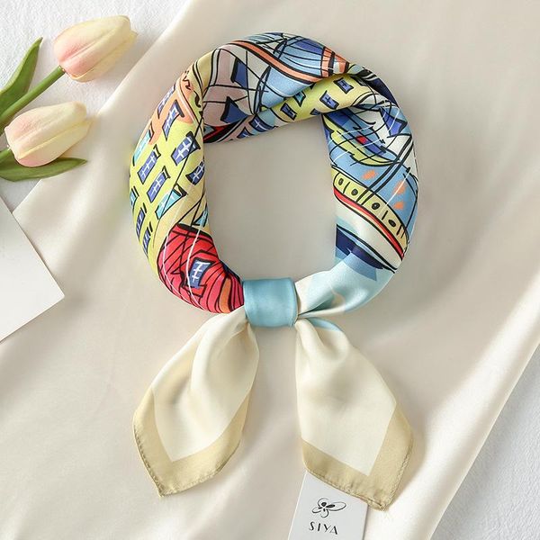

scarves bandana woman handkerchief 2021 head scarf designer for women medina silk hijab headband hairscarves, Blue;gray