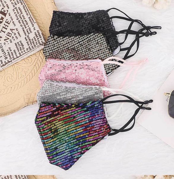 

fashion sequins face mask reusable bling bling sequins filtration protective mask pm2.5 dustproof colorful mouth masks