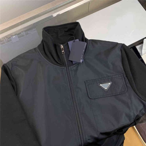 

stand collar mens designer jacket brand classic triangle mens fashion windbreaker long sleeve outdoor jacket, Black;brown