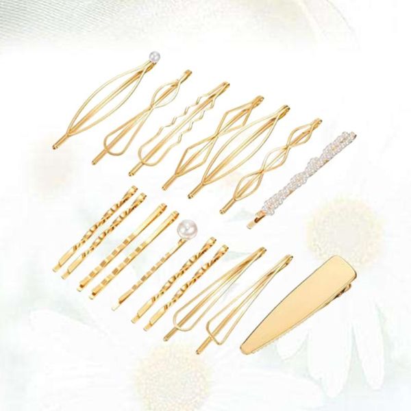 

hair clips 17pcs golden manmade pearl barrettes bobby for ladies girls
