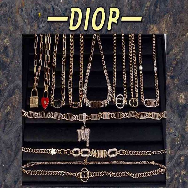 

luxury designer fashion necklace d home dijia letter cd diamond pearl women's net red same high version clavicle chain, Red;brown