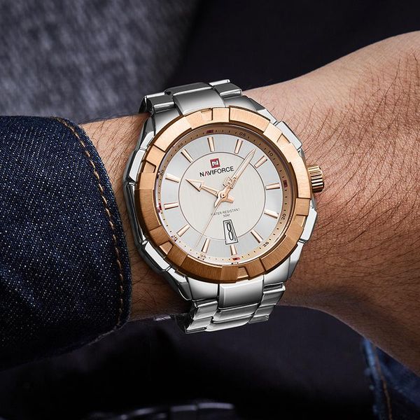 

wristwatches creative original naviforce brand big dial mens watches luxury luminous quartz watch men waterproof male clock 2021, Slivery;brown