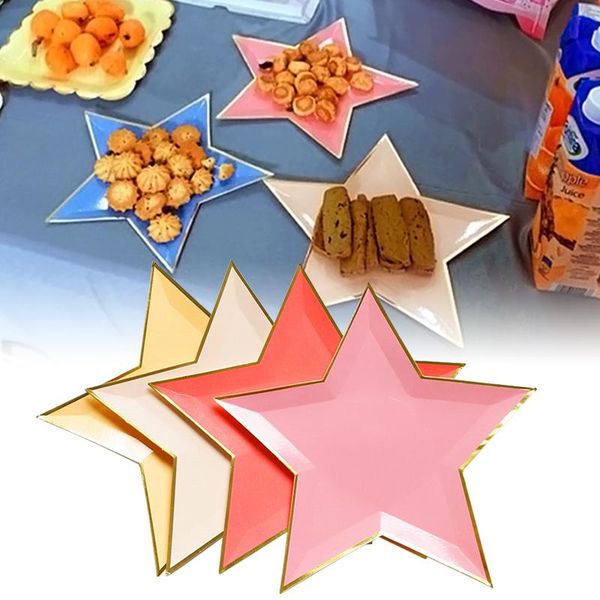 

disposable dinnerware 8 pcs star tableware kids birthday decoration stamping pentagram paper tray wedding party supplies