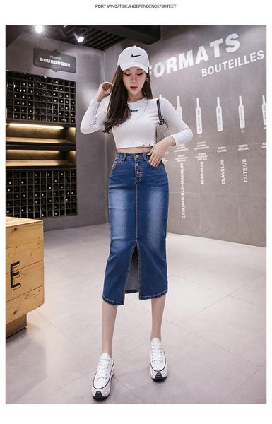 

skirts 2021 women denim skirt long jeans women's for summer vintage black female#6805