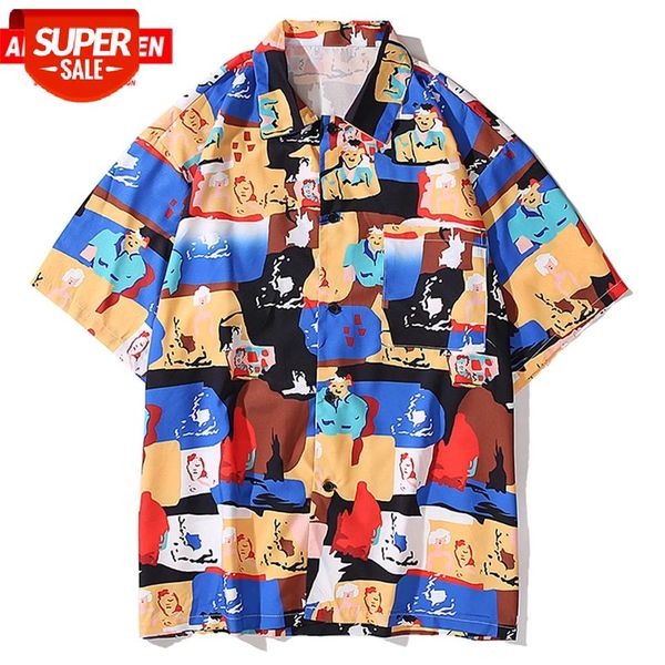 

Aelfric Eden Hawaii Beach Shirts Men 2020 Cartoon Graffiti Summer Streetwear Short Sleeve Shirt Casual Cotton Harajuku Vintage #aU1B, White;black