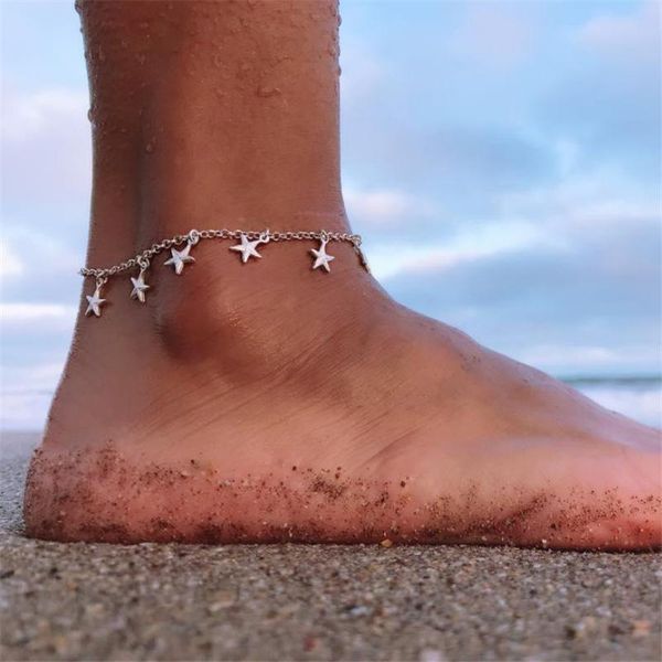 

anklets boho star tassels anklet bracelets beach foot jewelry for women and girls, Red;blue