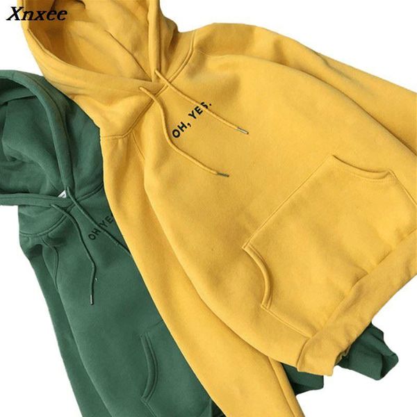 

women's hoodies & sweatshirts oh yes letter harajuku casual coat two layers hat 2021 winter fleece pullover thick loose women sweatshir, Black