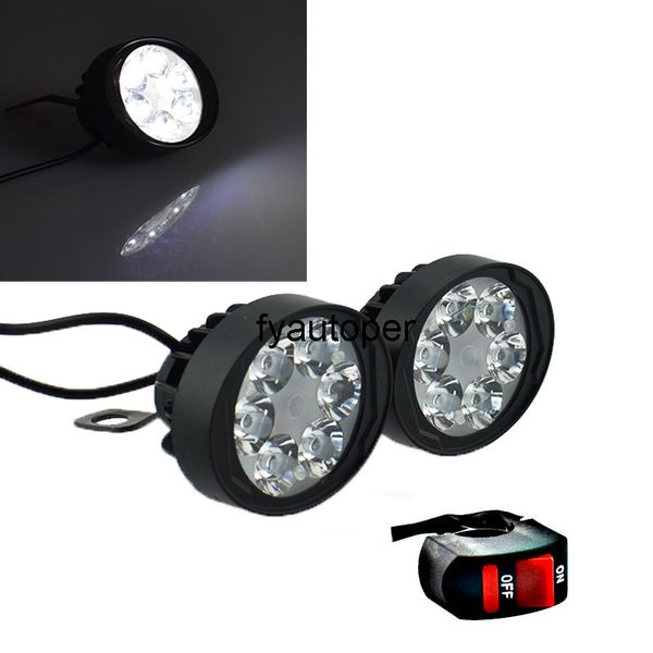 12v 12w Moto Specchietto laterale luci faro moto 6500k Faretti fendinebbia bianchi Moto LED Luci di guida ausiliarie lampada da lavoro auto