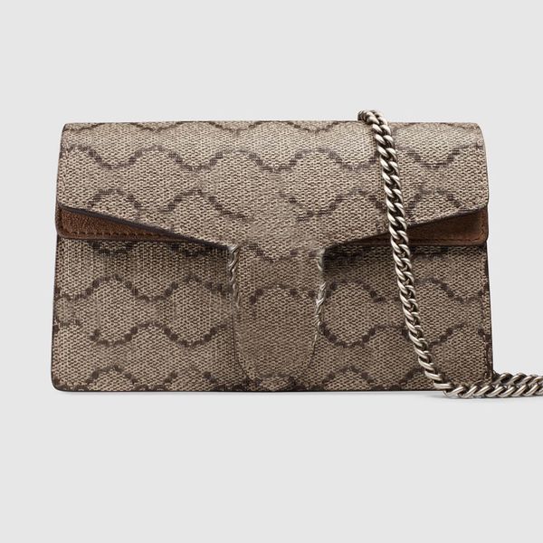 

leather mini chain bag cowhide shoulder handbag crossbody back bags three internal compartments ancient silver metal