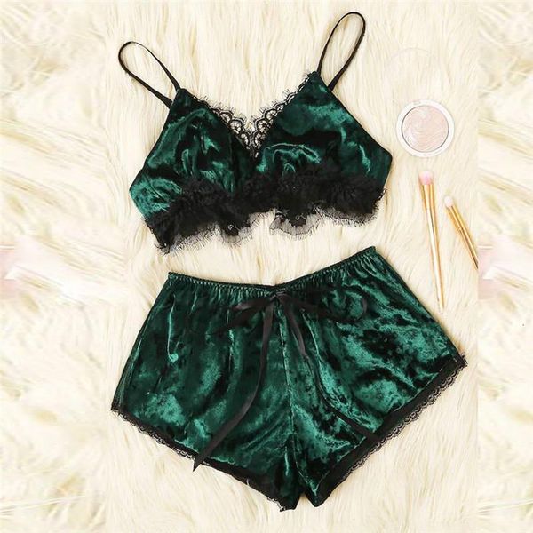 

2019 fashion women lingerie nightwear silky comfortable lace lingerie velvet pajamas sets bowknot sleepwear 661sw10, Black;red