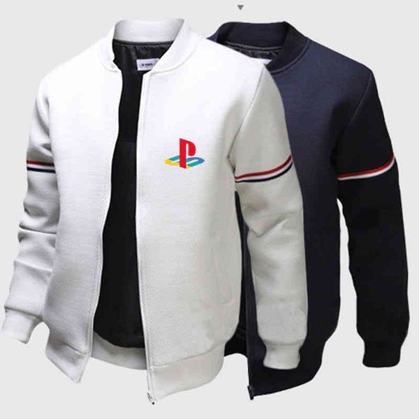 

2021 spring autumn men's playstation printing jacket windbreaker pilot coat army bomber s flight male clothes, Black