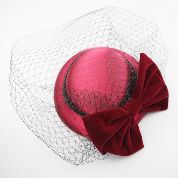 

beanie/skull caps hat female mesh bow bridal headdress hairpin vintage formal, Blue;gray