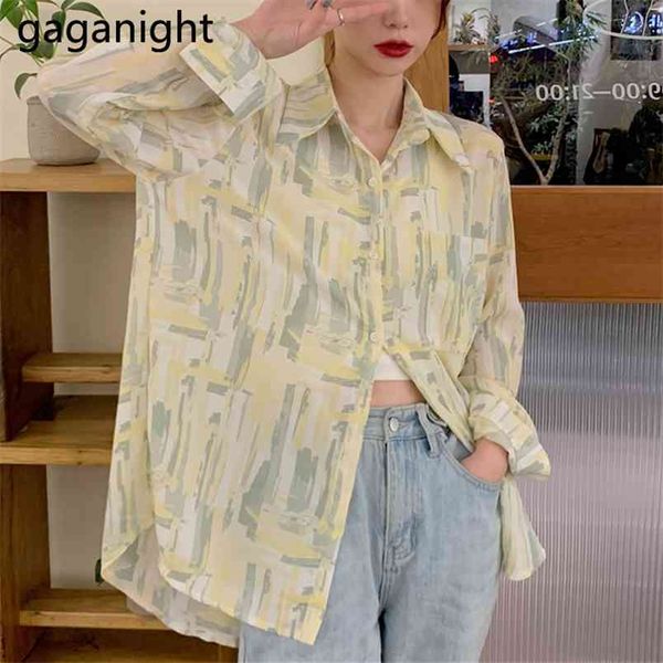 

chiffon blouse women long sleeve vintage printed blouses turn down collar ladies office shirt casual loose blusas 210601, White