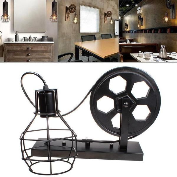 

vintage home sconce light loft retro wall lamp lifting pulley wall light industrial style iron lanterns suspension pendant