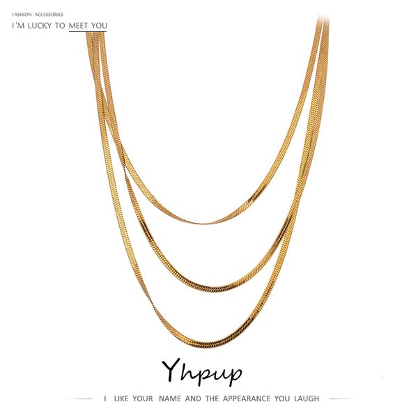 

necklaces pendants yhpup stainless steel snake chain stacked jewelry 18 k metal geometric choker necklace anniversary gift, Silver