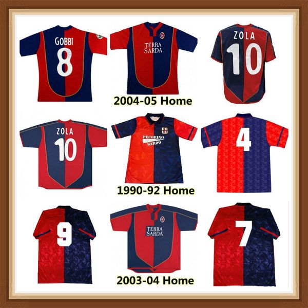 

90 92 03 04 05 retro cagliari calcio soccer jersey 1990 1992 2003 2004 2005 home joao pedro simeone nainggolan godin red football shirt unif, Black;yellow
