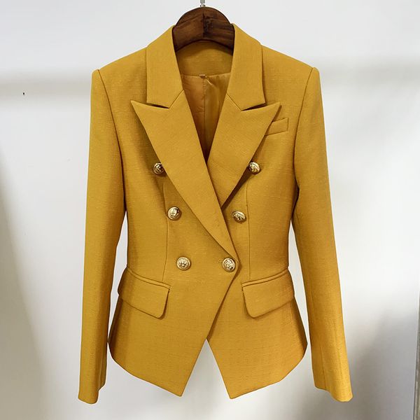 

2021 autumn new fashion women's manga long-tailed lion metal button double breasted chaff blazer rc464 4zt6, White;black