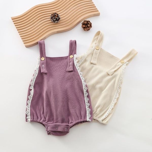 

rompers autumn born baby girl clothes korean style toddler kids princess lace corduroy backless jumpsuits infant sleeveless bodysuits, Blue
