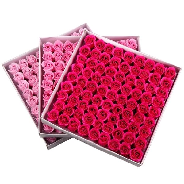 81 Teile/satz Mix Farbe DIY Kreative Geschenke Seife Rose Blume Kopf Kein Stand Home Party Decor Für Hochzeit Valentinstag geschenk 220311