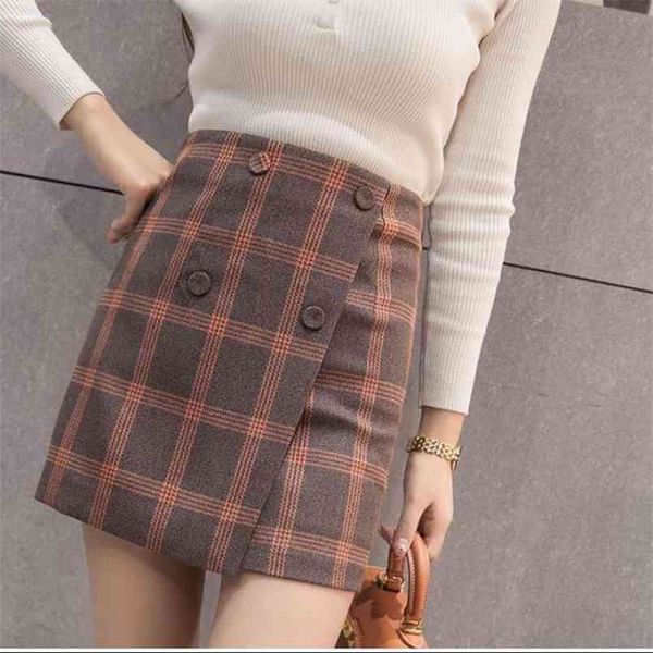 

korean style plaid skirt woman summer a hight waist slim 210527, Black