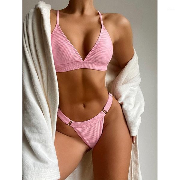 Costumi da bagno da donna 2021 Costume da bagno estivo sexy a vita bassa Push Up Rosa Nero Micro bikini perizoma Mini costume da bagno per le donne Tunica da spiaggia