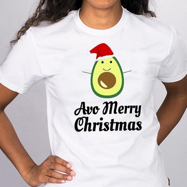 

women graphic avocado cute fruit short sleeve 90s holiday merry christmas tees clothes print lady female t shirt t-shirt, White