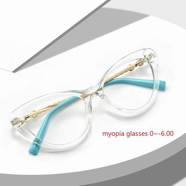 

sunglasses cat eye transparent color tr90 with metal women's myopia glasses, White;black
