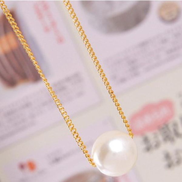 

pendant necklaces simple fashion pearl pendants necklace women jewelry thin chain gifts for, Silver