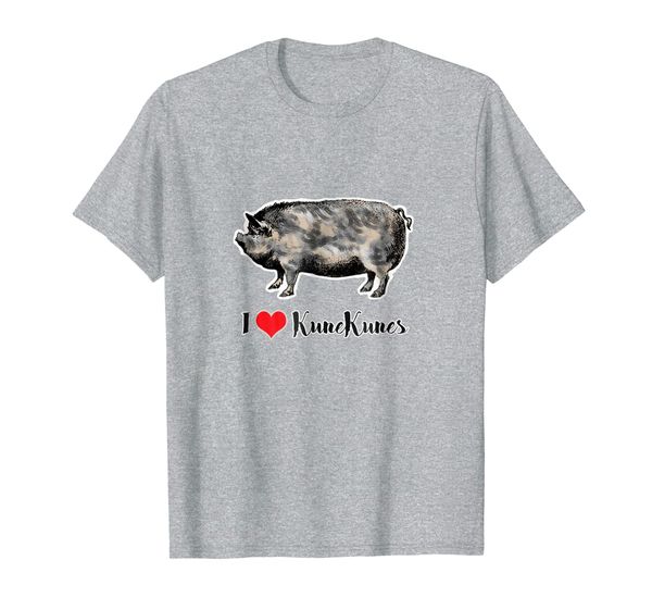 

i heart kunekunes-farm pig shirt, White;black