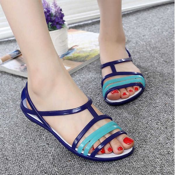 MCCKLE Frauen Rianbow Flache Gelee Sandalen Weibliche Casual Mixed Candy Farbe Damen Slip auf Weichen Komfort Peep Toe Mode Strand schuhe Y0721