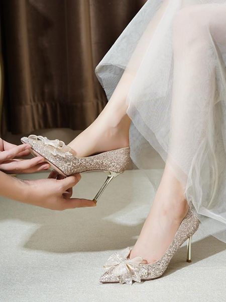 

dress shoes summer bridal bow champagne high heels, Black