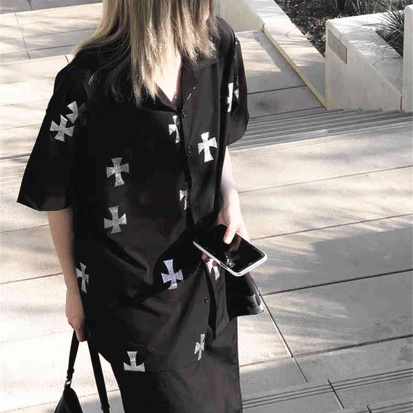 

short sleeve men's thin loose shirt women's casual coat, White;black