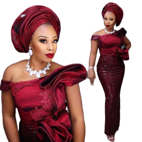

red wine evening dresses sheath with beading one shoulder long sleeve prom party formal gowns lace appliqued, Black;red