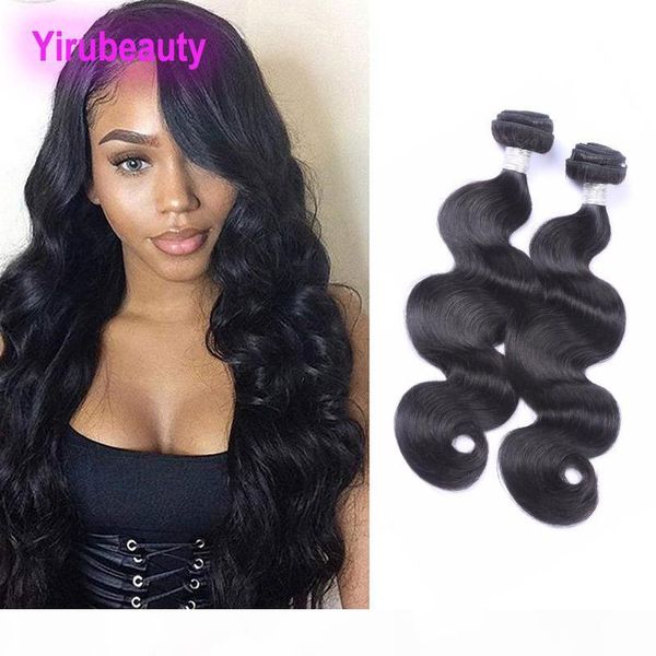 

malaysian unprocessed human hair 2 bundles cambodian hair extensions body wave bundles virgin hair natural color double wefts 8-30inch, Black;brown