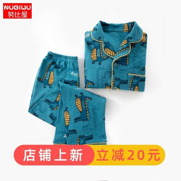 

pajamas spring winter middle school boys' autumn wear children's cotton long sleeve home suit, Blue;red