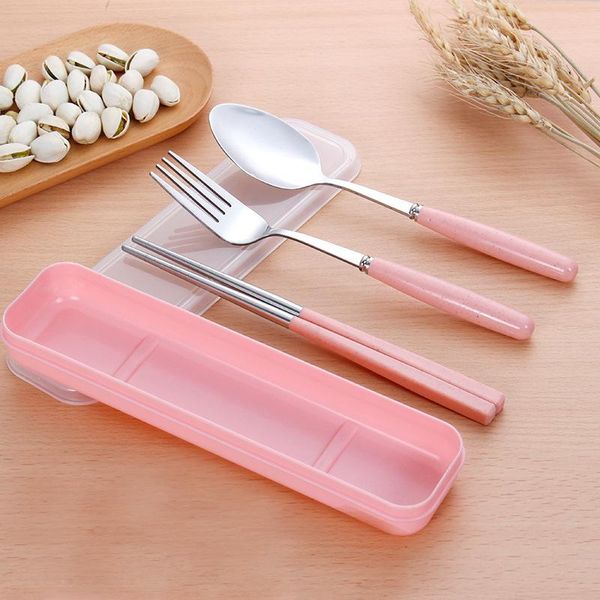 

20set/lot stainless steel portable tableware sets combination spoon fork chopsticks bento tableware kitchen tools