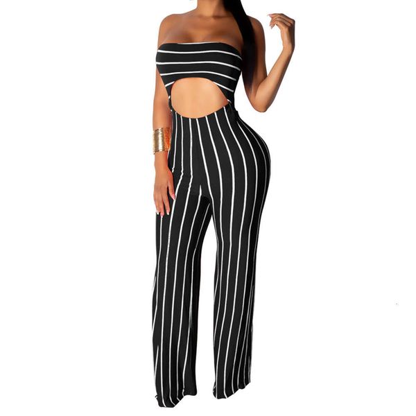 

selling style women's nightclub navel jumpsuit, Black;white
