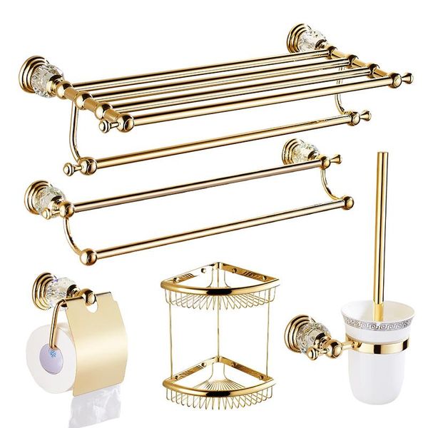 Set di accessori per il bagno Accessori per il bagno cristallini antichi Accessori per il bagno in ottone lucidato oro Prodotti per montaggio a parete AUSWIND