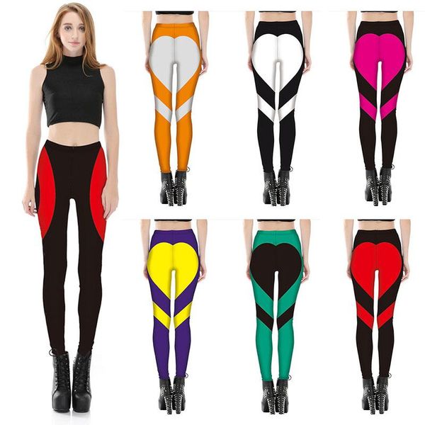 

women's leggings style love heart patchwork s-4xl ladies hip push up fitness leggins slim fit workout pants trousers, Black