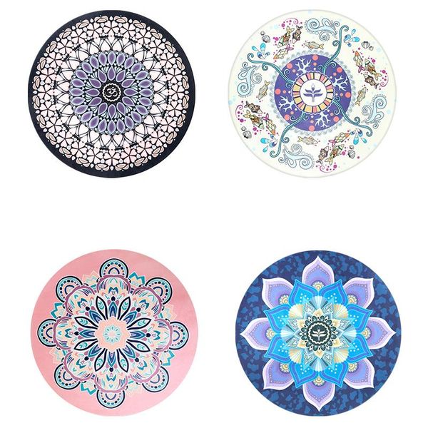 

yoga mats 65*65*4mm small round mat non-slip natural rubber thickening meditation pad seat cushion printing fitness gym