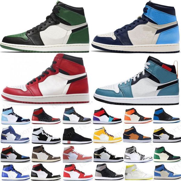 

new basketball shoes jumpman 1 1s og high pine green black court purple royal toe nc obsidian unc game basketball sneakers trainers