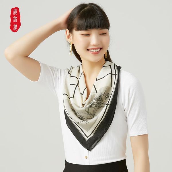 

scarves brocade house wool scarf women autumn and winter versatile bag decoration warm middle-aged mother shawl, Blue;gray